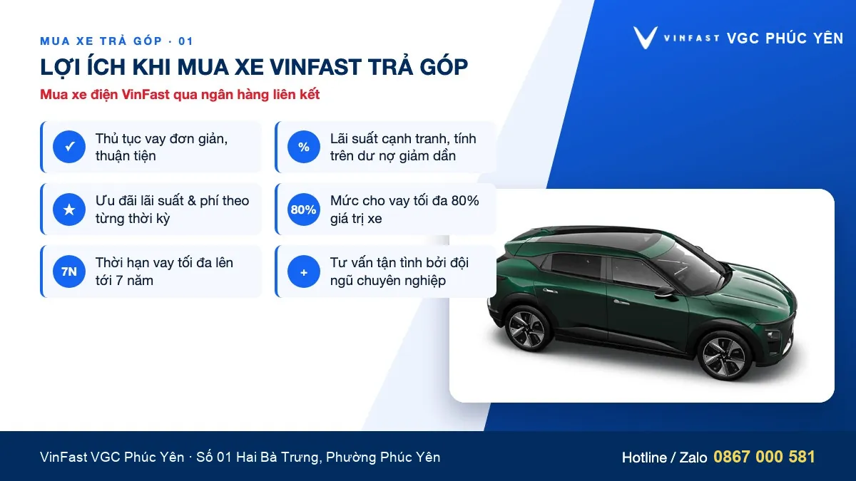 Lợi ích khi mua xe VinFast trả góp tại VinFast VGC Phúc Yên