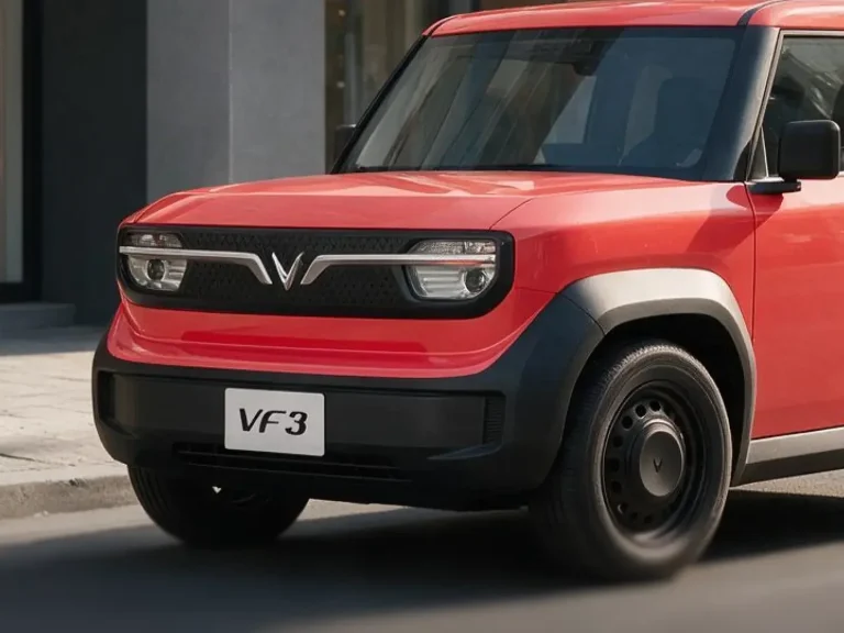 VinFast VF 3 – Chi tiết thân xe màu đỏ (đèn/mâm)